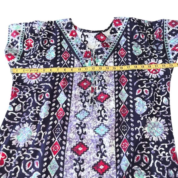 Masha Sleepwear Nightgown Zip Robe Cotton Batik Print Womens OS Floral Bohemian - Picture 5 of 7